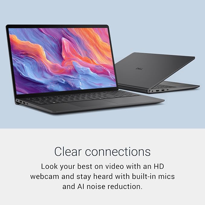 Dell 15.6 Laptop, FHD, Intel Core Ultra 5 225U, 16GB RAM, Windows 11 Home | Anti-Glare 300 Nits WVA, Intel Graphics, DDR5, 512GB SSD, Backlit Keyboard, Wi-Fi 6, Carbon Black, Business Ready, D15260 - Image 7