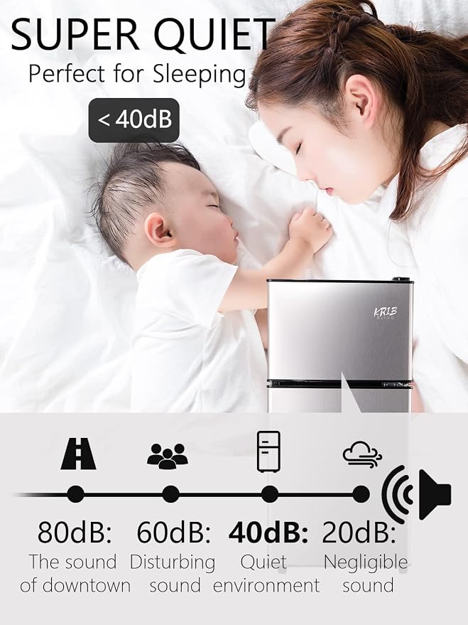 Mini Fridge with Freezer on Top, 3.5 Cu.Ft Compact Refrigerator with 7 Levels Adjustable Thermostat, Small Refrigerator for Dorm, Office, Apartment, Silver - Image 5
