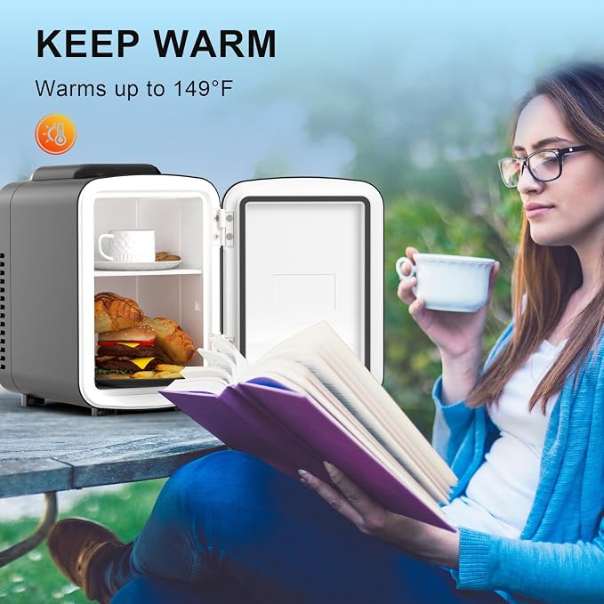 Mini Fridge for Bedroom, 4 Litre/6 Cans Portable Mini Refrigerator with AC/DC Power for Office, Dorm and Car, Thermoelectric Electric Cooler & Warmer Skincare Fridge for Drinks, Food, Cosmetics - Image 3