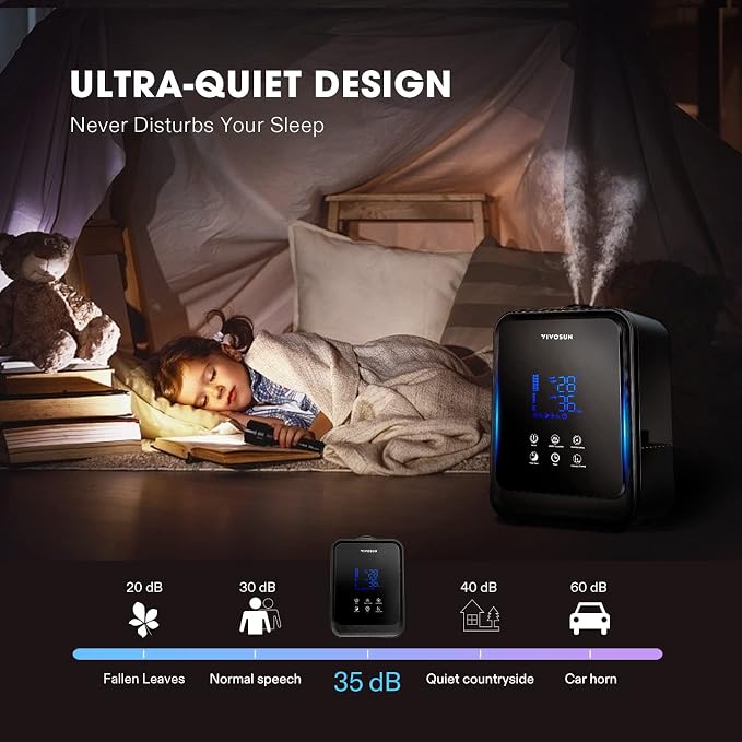 VIVOSUN 4.5L 2-in-1 Cool & Warm Mist Ultrasonic Humidifier with Essential Oil Box & Remote Control for Bedrooms, Offices, Plants, Babies, Dryness, and Skincare - Image 6