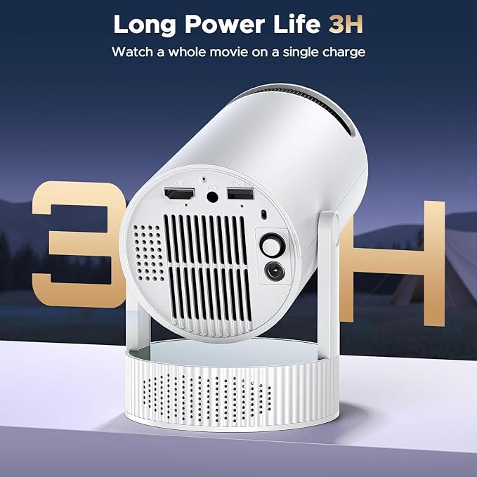Mini Projector, Projector with Wifi and Bluetooth Built-in Battery 4K Portable Projector for Outdoor Bedroom, Smart Projectors 1080P Compatible with iphone/TV Stick/HDMI/Laptop - Image 2