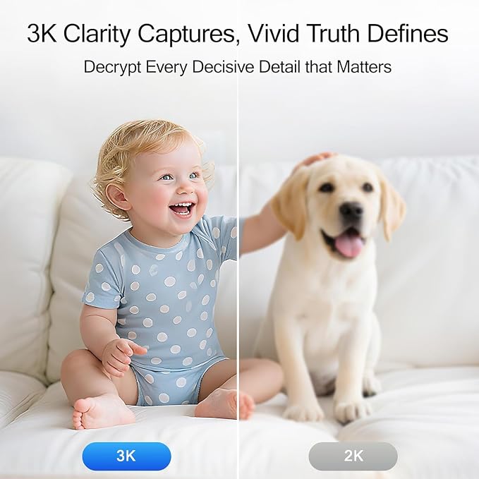 3K 5G Wi-Fi Security Camera Indoor, Backup Battery - Image 4