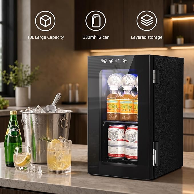 Antarctic Star Mini Fridge Beverage Refrigerator, 10L Small Drink Fridge for Bedroom, beverage cooler with Digital Temp Adjustment 40-61°F, Ideal for Bedroom, Dormitory, Office, Bar and Kitchen - Image 3
