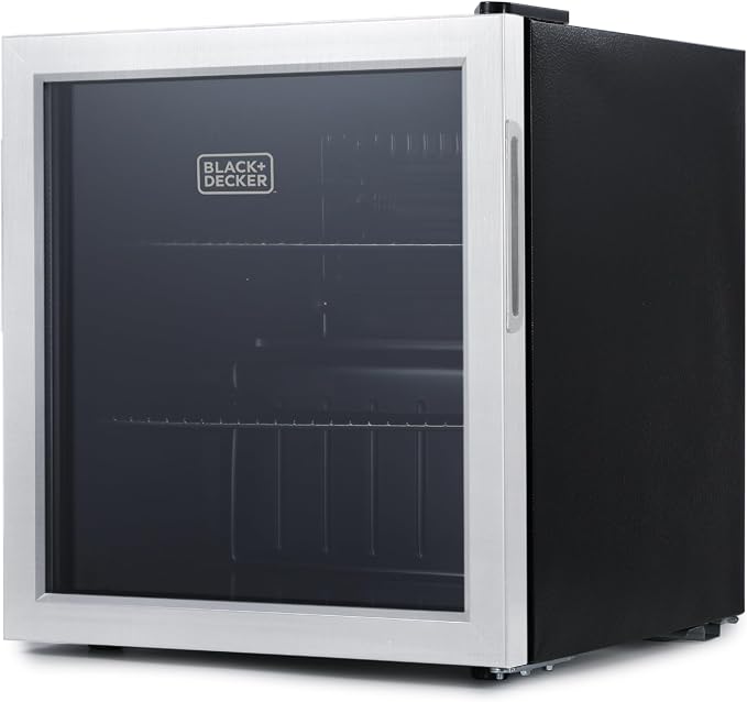 BLACK+DECKER 1.7 Cu. Ft. Beverage Cooler, BDB16HS | Beverage Fridge with Double Pane Glass Door, Drink Fridge with 63-Can Capacity for Home Bar, Home Office and More by Unknown