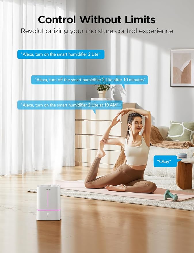 GoveeLife Smart Humidifiers for Bedroom, 4.5L Cool Mist Air Humidifiers with Scent Diffuser & Nightlight, 40H Runtime, Easy to Clean, Quiet Top Fill Ultrasonic Humidifier for Plant, Large Room, Baby - Image 4