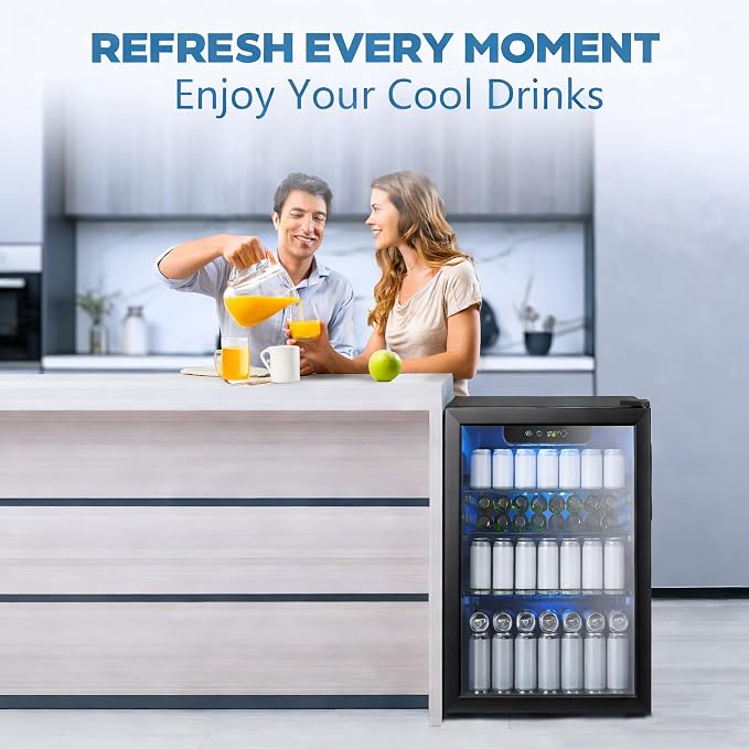 Electactic 95 Cans Beverage Refrigerator, 26 Bottle Mini Fridge, 2.7 cu.ft Drink Fridge Digital Temperature Control for Bottled Beer, Soda,Water - Image 7