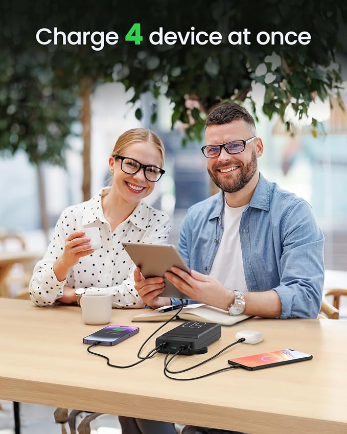 Power Bank Fast Charging 50000mAh - 22.5W Portable Charger USB C Quick Charge with 4 Outputs & 3 Inputs LED Display Huge Capacity External Battery Pack for iPhone, Samsung, iPad etc Black - Image 4