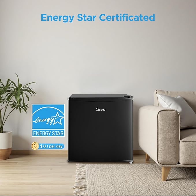 Midea 1.7 Cu.ft Mini Fridge, Energy Star Certified, Low Noise for Bedroom | Adjustable Thermostat, Reversible Door,Energy Efficient, Ideal for Dorm, Office - Image 3
