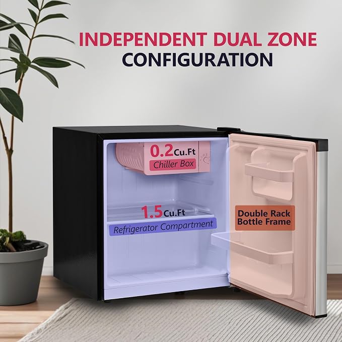 1.7 Cu.Ft Mini Fridge with Freezer, Single Reversible Door Compact Refrigerator, Adjustable Thermostat&Energy Saving Mini Fridge for Bedroom, Dorm, Office, Low Noise, Silver - Image 3