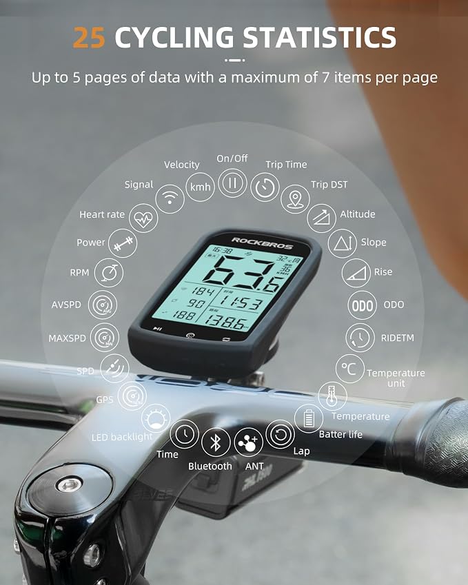 ROCKBROS Bike Computer Wireless Cycling Computers ANT+ Bluetooth Bicycle - Image 2