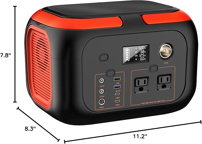 SinKeu Portable Power Station 600W, 296Wh/80000mAh Backup Lithium Battery Pack Bank, 110V Pure Sine Wave AC Outlet Solar Generator for Camping Emergency RV Outdoor Hurricane Supplies - Image 10