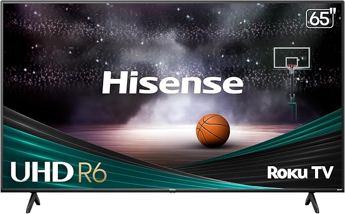 Hisense 65-Inch Class R6 Series 4K UHD Smart Roku TV with Alexa Compatibility, Dolby Vision HDR, DTS Studio Sound, Game Mode (65R6G),Black by Hisense