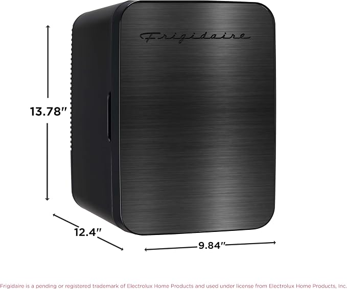 Frigidaire Mini Personal Fridge Cooler, Countertop, Holds Up to 10L/15 Cans, Brushed Black Stainless Rugged Design, Portable for Skincare, Makeup, Car, Office, Bedroom, Dorm Room, or Cabin - Image 5