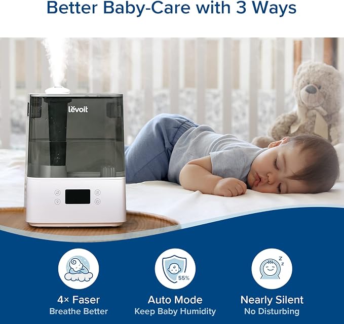 LEVOIT Humidifiers for Bedroom Large Room Home, (6L) Cool Mist Top Fill Essential Oil Diffuser for Baby & Plants, Smart App & Voice Control, Rapid Humidification & Auto Mode - Quiet Sleep Mode, Gray - Image 7