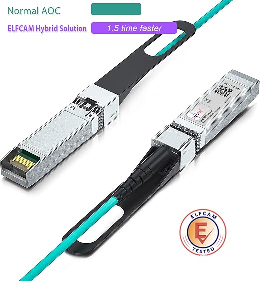 Elfcam® - 100m/328.08ft Fiber Optic Cable OM3 SFP+ to SFP+ AOC 10Gbps, - Image 3