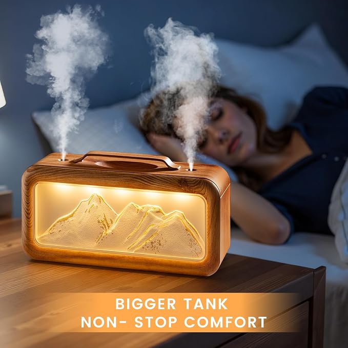 HEEYCEM Humidifiers for Bedroom, 600ml Cool Mist Humidifier with Night Light, 23dB Quiet Operation, Mini Baby Humidifier,for Bedroom, Nursery, Office, Plants(Wood Grain） - Image 7