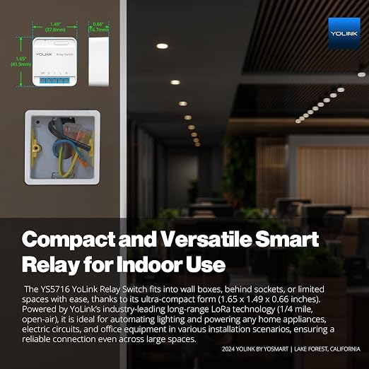 YoLink Relay Switch for Indoor Lighting, Any Home Appliances, Electric Circuits - Image 2