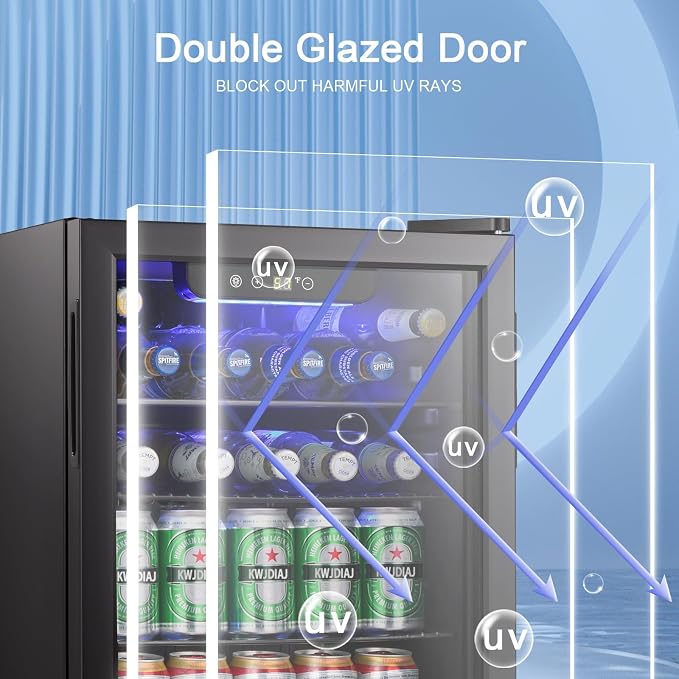Antarctic Star Beverage Refrigerator Cooler-85 Can Mini Fridge Glass Door for Soda Beer Wine Stainless Steel Glass Door Small Drink Dispenser Digital Display for Home, Office Bar,2.6cu.ft - Image 6