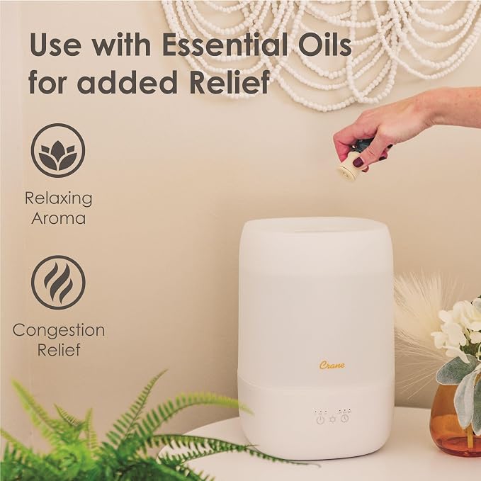 Crane Ultra-Quiet 3-in-1 Humidifier for Baby with Essential Oil Tray, 7-Color Sleep Light, 1 Gallon Top-Fill Tank, Ideal for Bedroom - Image 5