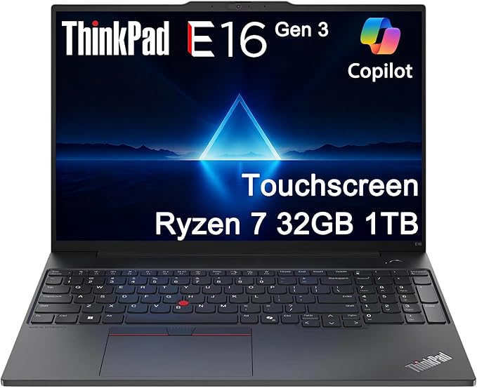 Lenovo ThinkPad E16, 16" Touchscreen, AMD Ryzen 7 250, 32GB DDR5, 1TB SSD | Business AI PC Laptop, FHD+ Anti-Glare, > Intel Ultra 7 155U, Numeric Keypad, IR Webcam, Thunderbolt 4, Ethernet, Win 11 Pro by ISTComputers
