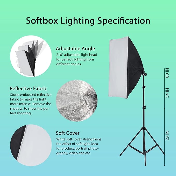 Photography Lighting Kit with Backdrops, 8.5 x 10 ft Backdrop Stand, Softbox - Image 4