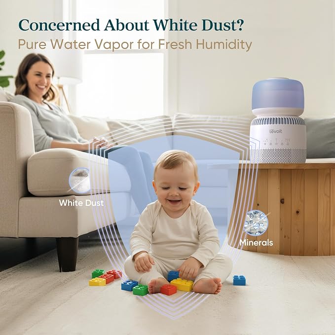 LEVOIT Evaporative Humidifiers for Bedroom Baby, Dual Air and Water Filters, Separate Sensor, Blue Light Free for Nursery Nightlight, Auto Dry, Smart Control & Alexa, Auto Mode, 3.8L Tank for 36H - Image 3