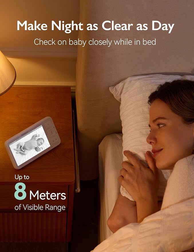 Momcozy Baby Monitor with 2 Cameras 5.5" 1080P Full HD Split Screen Video Baby - Image 6