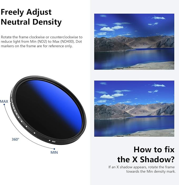 NEEWER 46mm Variable ND Filter ND2-ND400, Neutral Density Filter, Water and - Image 7