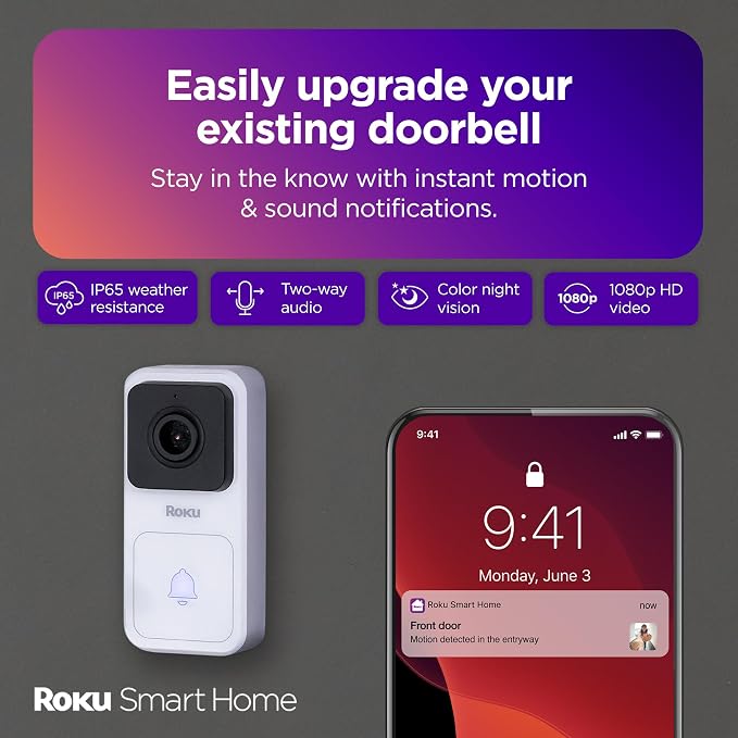 Roku Smart Home Wired Video Doorbell & Chime - Image 2