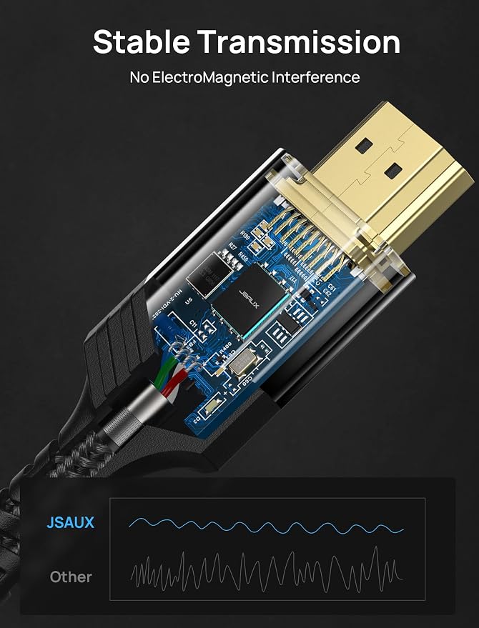 JSAUX 10K 8K Certified HDMI 2.1 Cable 10FT, HDMI Cord, Supports 48Gbps eARC - Image 5