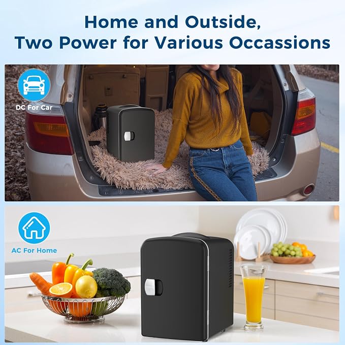 Antarctic Star Compact Refrigerator, Portable Mini Fridge, Skin Care 4L Capacity/6 Cans, for Bedroom, Car, Office & Dorm, Small Cooler for Cosmetics, Beverage and Food, Black - Image 6
