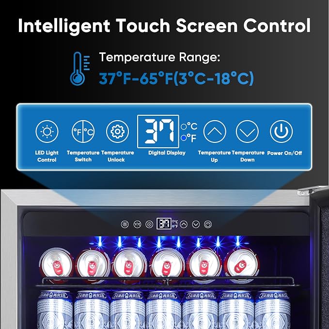24 Inch Outdoor Beverage Refrigerator, Stainless Steel Outdoor Fridge 180 Can Under Counter Built-in/Freestanding, Waterproof, Fast Cooling, Low Noise - Outdoor Refrigerator for Home and Patio - Image 2