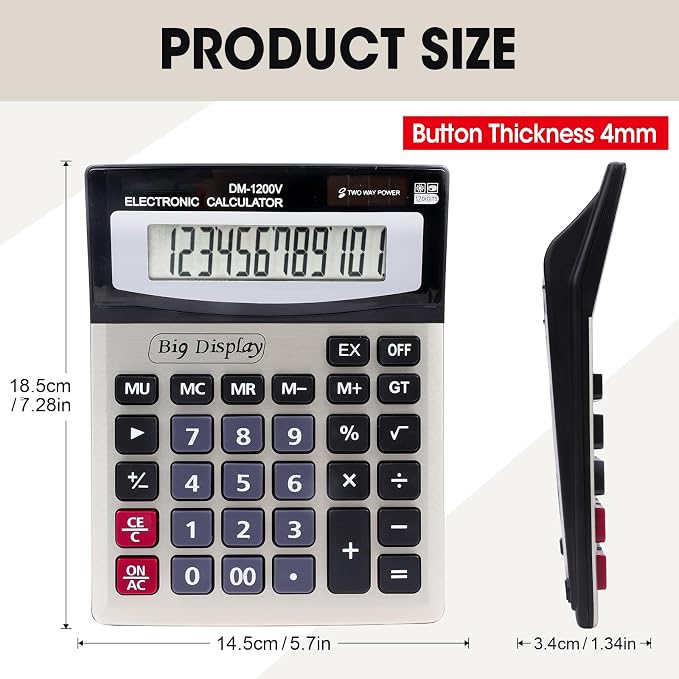 6 Pack Calculator Bulk, Calculators Desktop 12 Digit Extra Large LCD Display - Image 6