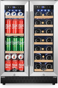 24" Dual Zone Wine and Beverage Cooler Quiet Compressor | Dual zone, quiet <38dB, fast cool, smart touch, temp memory, built-in/free, 20 wine+88 cans by TYLZA