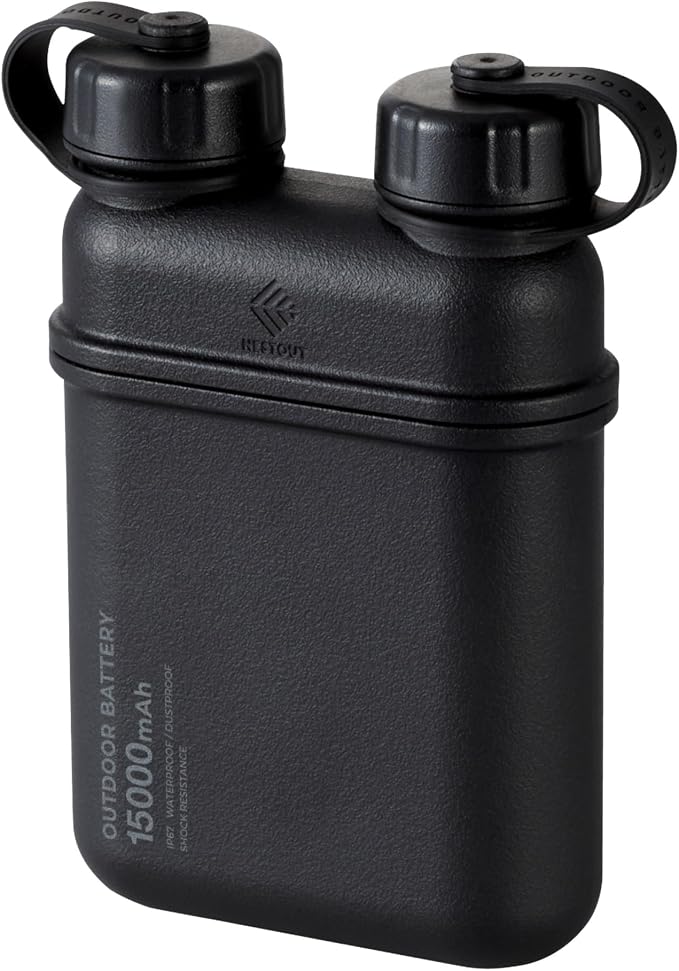 ELECOM NESTOUT Rugged Power Bank, 15000mAh Outdoor Charger, 32W USB C Fast Charging PD, Waterproof IP67, Heavy Duty Shockproof, Tactical Battery Pack for iPhone Tablet Hiking Camping Survival (Black) by ELECOM