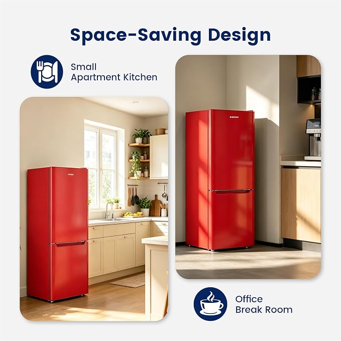 Apartment 7.1 Cu.Ft Refrigerator with Bottom Freezer Red | Office Fridge with Bottom Freezer, Large Capacity, Energy Saving, Adjustable Thermostat, Low Noise - Image 2