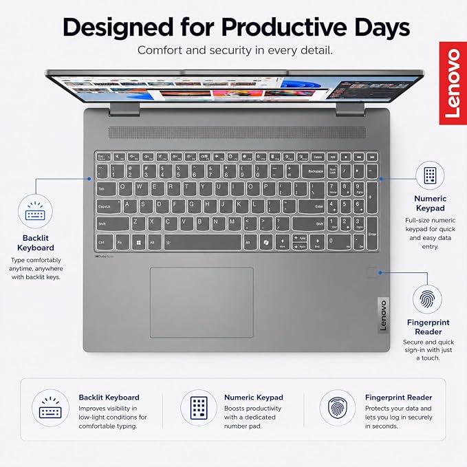 Lenovo IdeaPad 5 2-in-1 Convertible Laptop, AMD Ryzen 7 8845HS Processor, 16" WUXGA IPS Touchscreen, 16GB DDR5 RAM, 1TB SSD, Fingerprint Reader, Backlit Keys, Wi-Fi 6, Windows 11 Home, WOWPC USB - Image 6