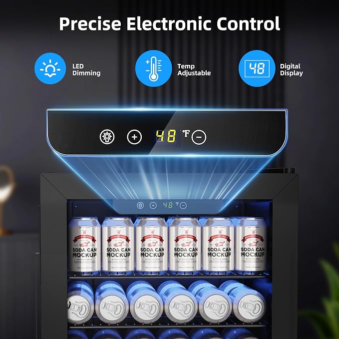 Antarctic Star Mini Fridge 130 Can Beverage Refrigerator Cooler with Glass Door,Adjustable Shelves & Digital Temperature for Soda Beer or wine fridge for Home, Office Bar 3.2cu.ft - Image 3