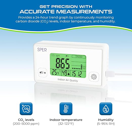 Sper Scientific Digital Indoor Air Quality Meter Monitor 800052 w/NDIR CO2 - Image 3