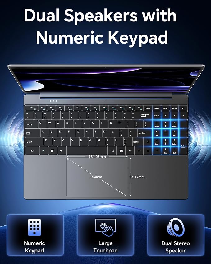 15.6'' AI Laptop with Office 365 12GB RAM 256GB SSD Win 11 Laptops | 7000mAh Battery, IPS FHD, 180°Viewing, Quad-Core Processor, Type-C, WiFi5, Portable Thin Business Student Laptops, Light Gray - Image 8