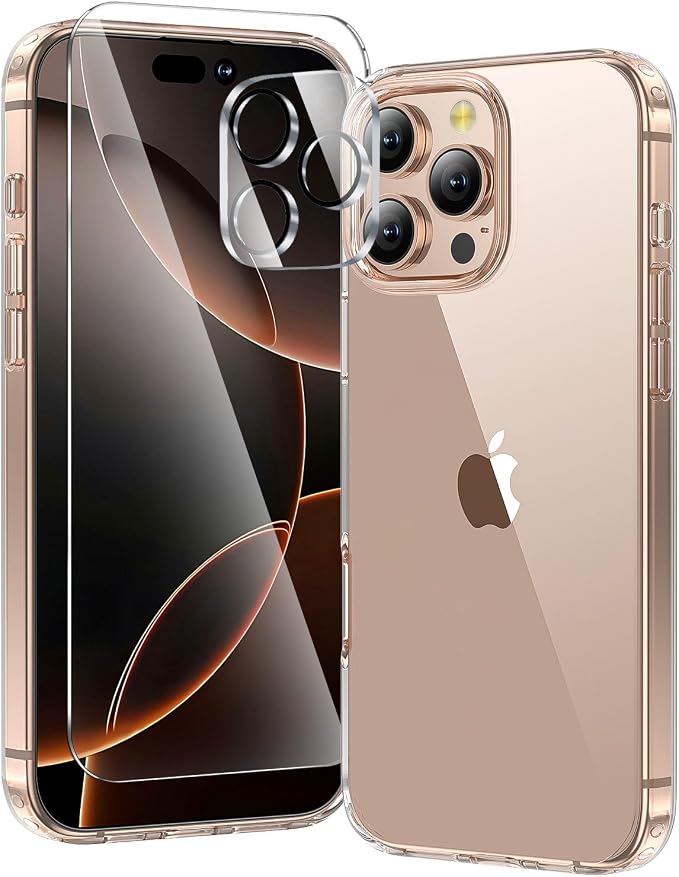 toushion 3 in 1 for iPhone 16 Pro Case Clear, Screen Protector *1 & Camera Lens by Unknown