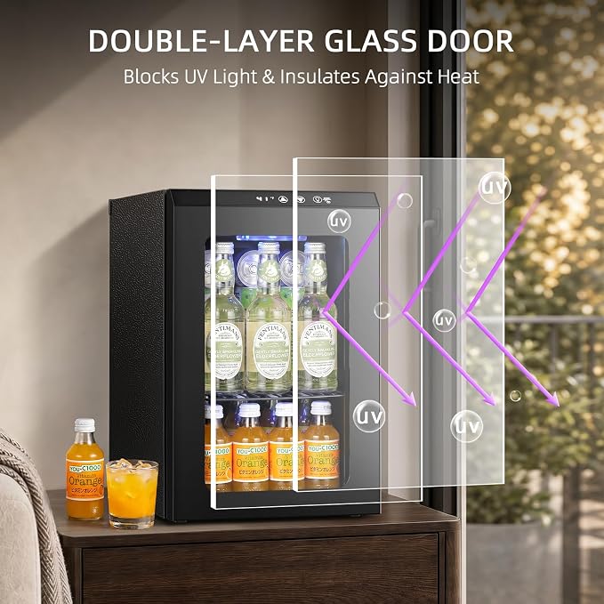 Antarctic Star 18L Mini Fridge Cooler 24Can, Beverage Refrigerator with Quiet Compressor, LED Light,Freestanding Small Fridge with Electronic Temperature Control for Home and Bar(40-61 ℉) - Image 3