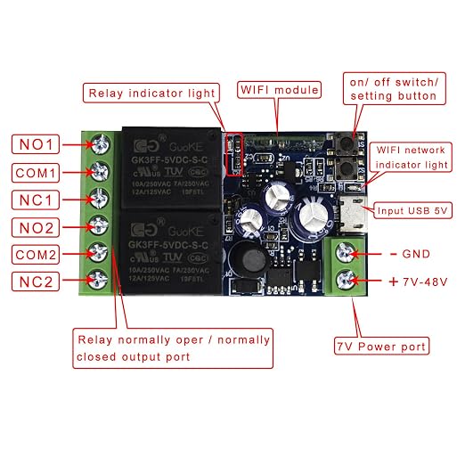 Ewelink WiFi Wireless Smart Relay Module USB DC 5v/12v/24v/48v 2 Channel Switch - Image 4