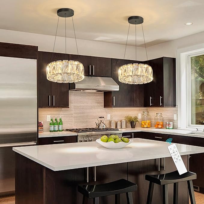 HAIXIANG Modern Crystal Chandelier Dimmable LED 8 Inch Ring Pendant Lights by HAIXIANG