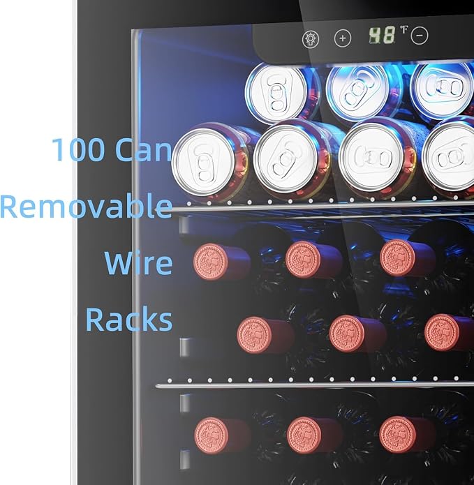 Antarctic Star 26 Bottle 130 Can Wine Cooler/Cabinet Refrigerator Mini Wine Cellar Beer Soda Clear Glass Door Bar Fridge Quiet Compressor Adjust Temp Freestanding Indoor Use 3.1cu.ft Black | 26 Bottle 130 Can Capacity, Clear Glass Door, for Red wine Be... - Image 5