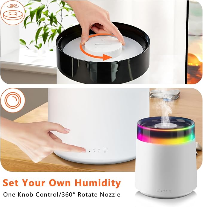 Humidifiers for Bedroom,3L Top Fill Cool Mist Humidifier for Baby Nursery,Essential Oil Diffuser for Large Room,3 in 1 Quiet Ultrasonic Humidifier for,Office,Plant,Nursery,BPA FREE (White) - Image 4
