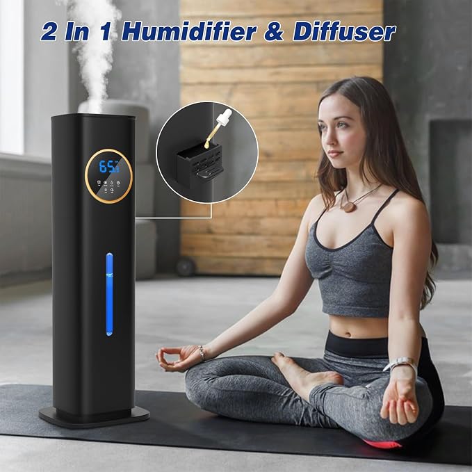 Humidifiers for Bedroom, 2.1Gal/8L Humidifier large room with Essential Oil Diffuser, Top Fill Whole House Cool Mist Humidifiers for Plants Baby Kids Adults(Black) - Image 6