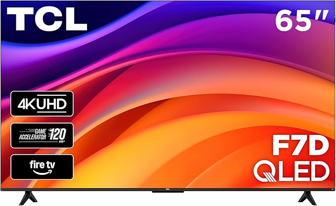 TCL 65-Inch F7D Series 4K QLED (65F7D, 2026 Model) with Dolby Vision HDR & Dolby Atmos Smart TV with Fire TV, Alexa+, Game Accelerator 120, High Brightness LED Backlight, Dolby Atmos and Voice Control by TCL
