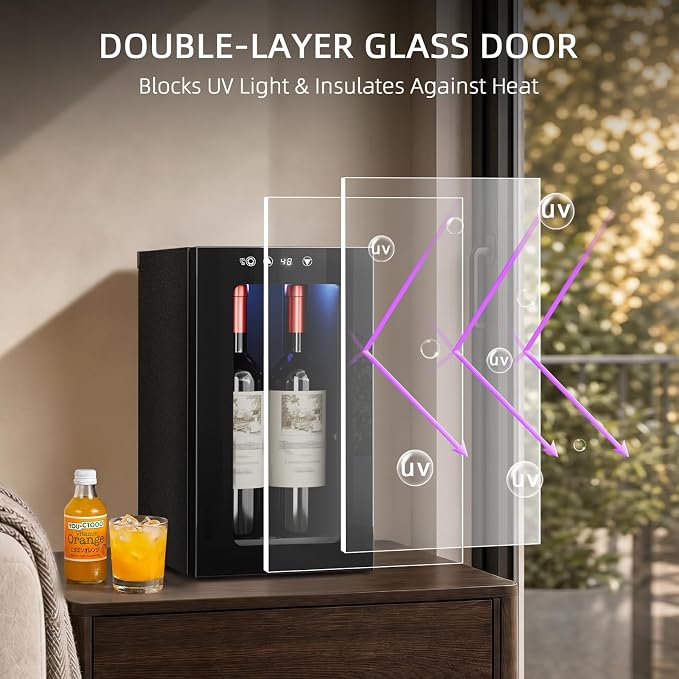 Antarctic Star Wine Cooler, 0.4 Cu. Ft. Portable Mini Wine fridge | Electronic Temp Control, 40-61°F Adjust Temp, Glass Door, Counter-top Drink Fridge for Bedroom, Dorm, Office, Bar & Kitchen - Image 6