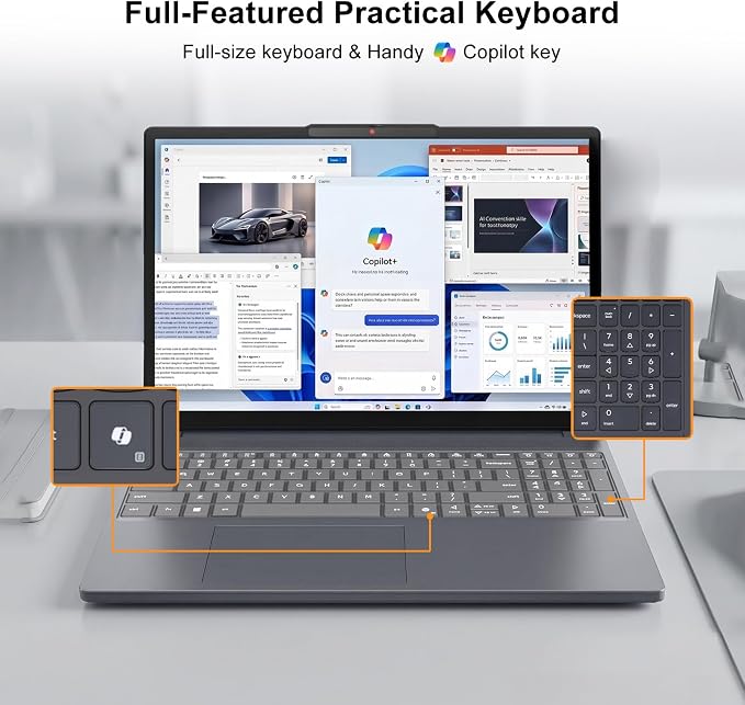 Lenovo IdeaPad Slim 3 15.3" FHD+ Touchscreen Laptop, Latest Gen AMD Ryzen 7 170(＞i5-13420H), Radeon 680M Graphics, 16GB DDR5, 512GB SSD, Wi-Fi 6, Numeric Keypad, Wind 11H, Grey, Bundle PCO Cooler - Image 7